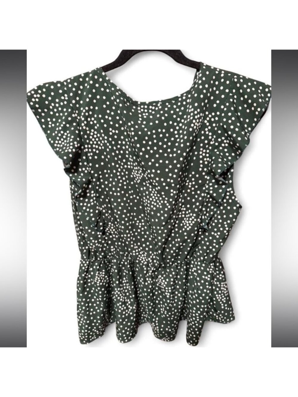 Green Polka Dot Ruffle Top - Picture 2 of 2